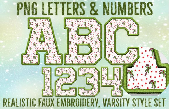 Faux Embroidery Candy Cane Alpha Set