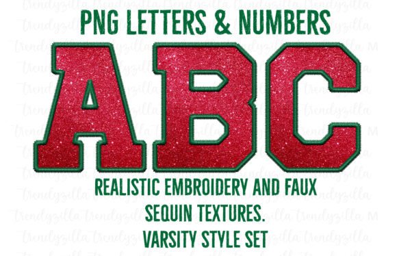 Faux Embroidery Sequin Letters PNG