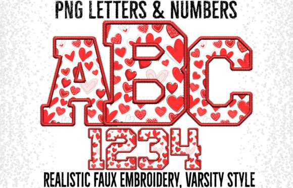 Heart Doodle Faux Embroidery Letters PNG Review