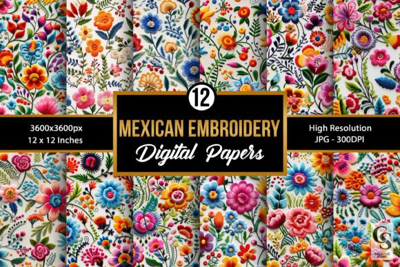 Mexican Flower Embroidery Digital Papers Review