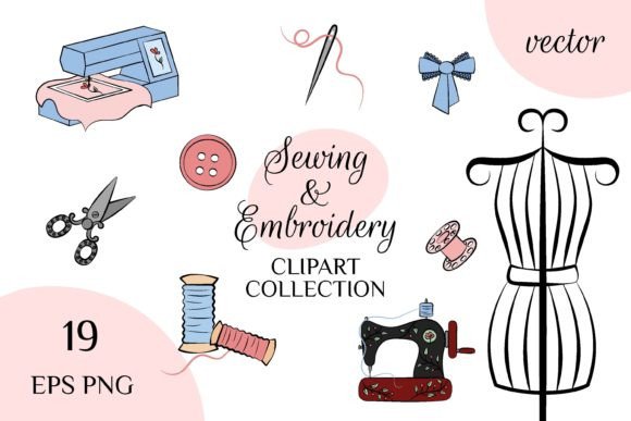 Sewing Embroidery PNG Clipart Collec for Holiday Projects