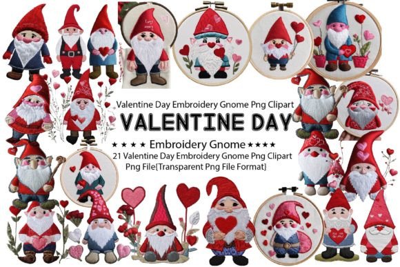 Valentine Day Embroidery Gnome PNG Bundl Review